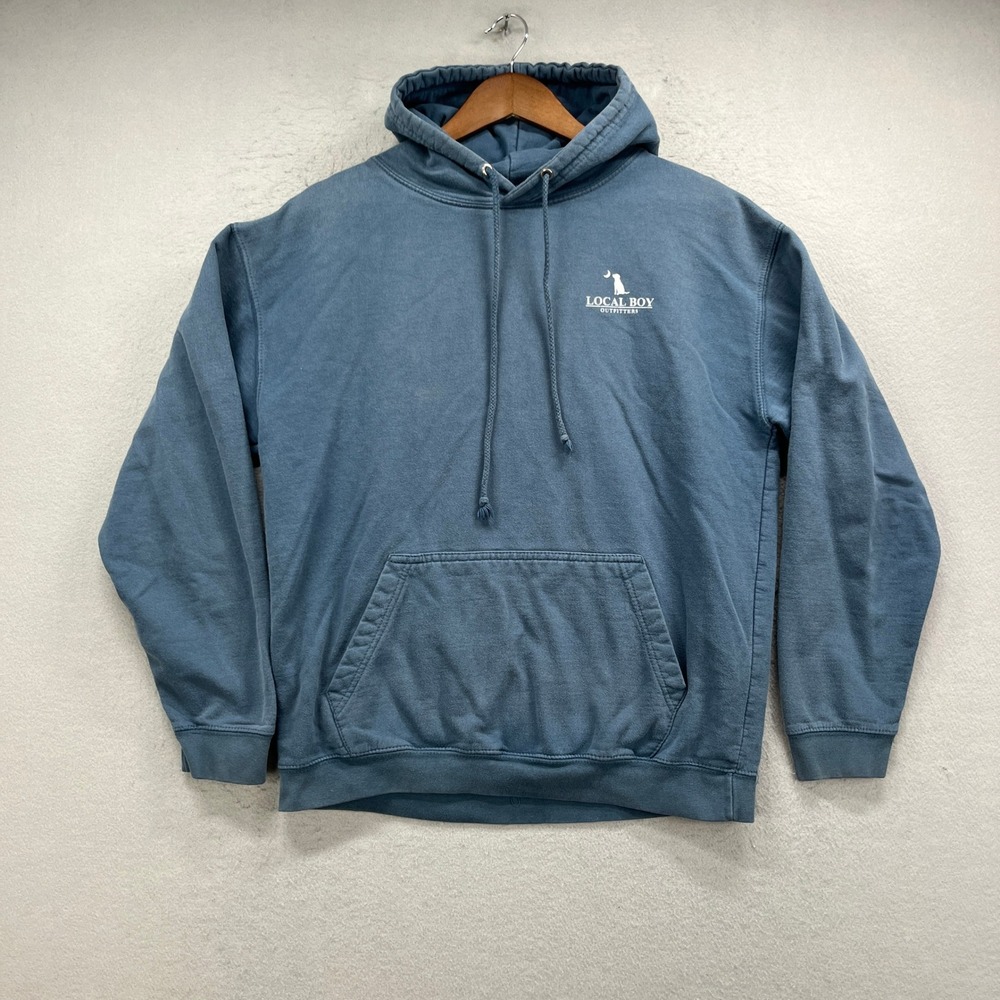 Local Boy Outfitters Hoodie Mens Large Blue Graphic Pullover Outdoor Sweatshirt